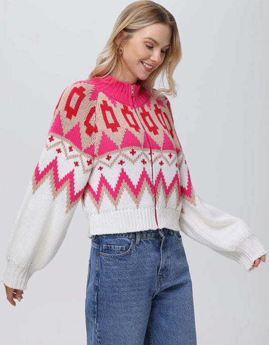 Fair Isle Zip Bomber