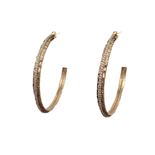 Gold Egy Crystal Thin Hoops 2 inch