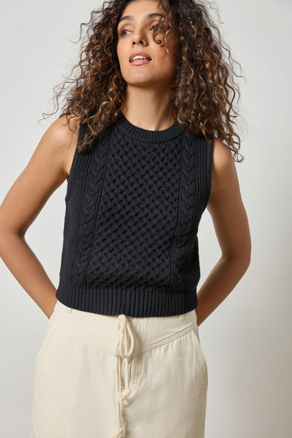 Cropped Cable Tank Sweater