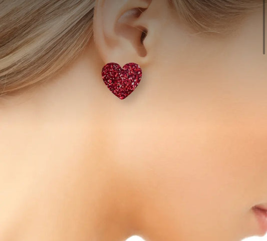 Valentines Heart Stud Earrings