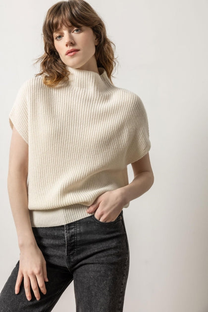 Ribbed Funnel Neck Sweater