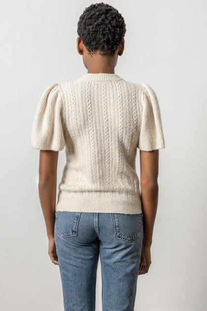 Crew Neck Flutter Sleeve Sweater