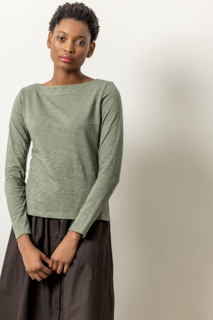 Long Sleeve Seamed Boatneck Tee