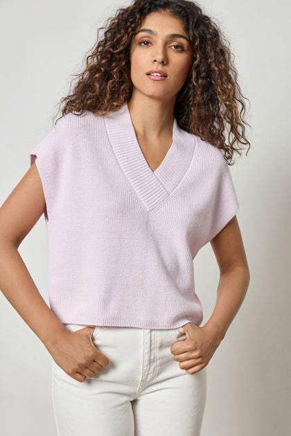 Wide Trim V-neck Sweater