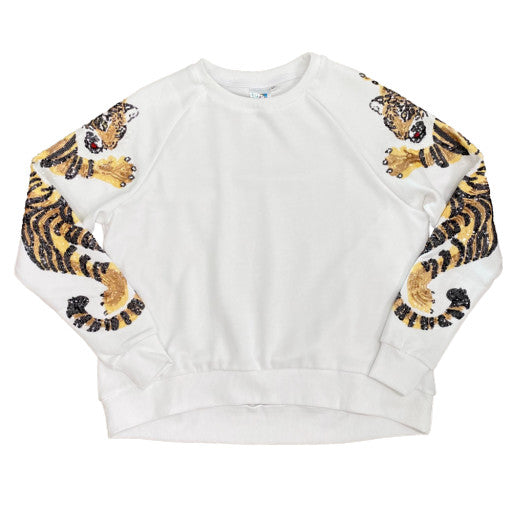 KIDS WHITE CRAWLING TIGER SWEATSHIRT