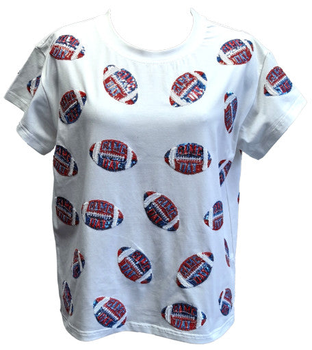 KIDS NAVY, ROYAL, AND RED SCATTERED GAMEDAY FOOTBALL TEE